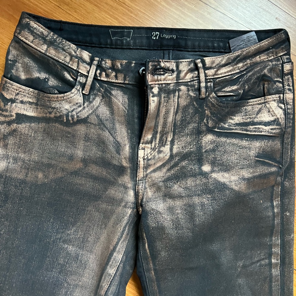 Metallic Bronze Skinny Jeans sz 27
